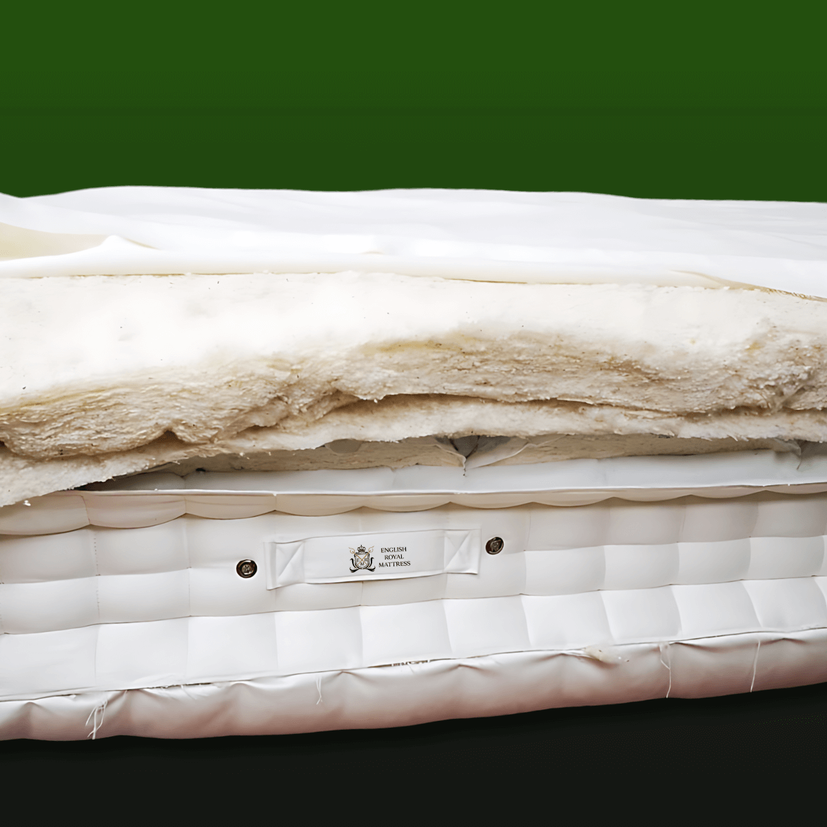 Natural handmade English Royal Mattress with organic fillers and traditional craftsmanship.